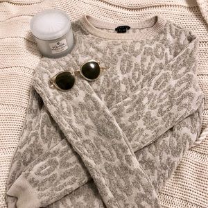 Theory Salomay Snow Leopard Print Knit Sweater